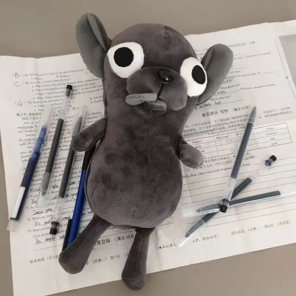 치와와 인형 필통 대용량 그레이 1개