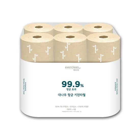 에버크린 대나무 항균 키친타올 6롤 228 x 114mm 1팩