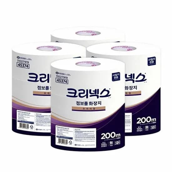 크리넥스 천연펄프 점보롤 화장지 200m 12롤