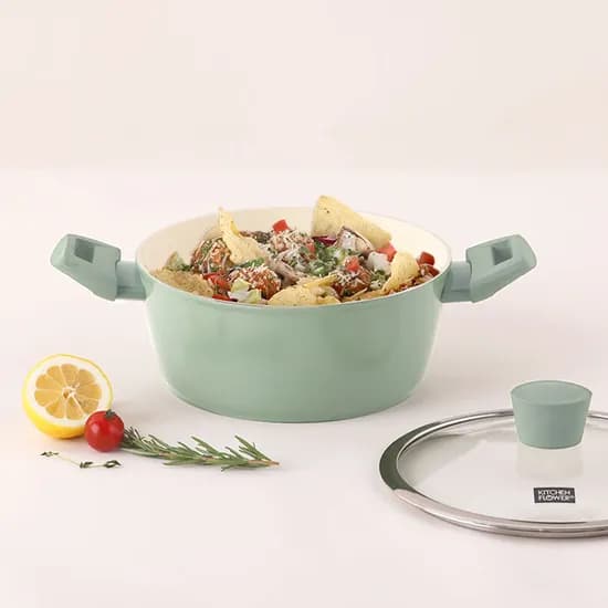 키친플라워 그린애플 인덕션 양수냄비, 그린, 22cm, 1개