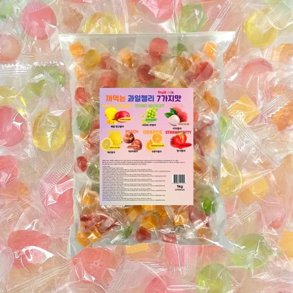 7가지맛 스쿱젤리 까먹는 혼합 과일젤리 대용량 500g
