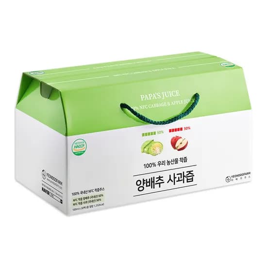 연두팜 돌려따는 100퍼센트 착즙 양배추사과즙 100ml 30개