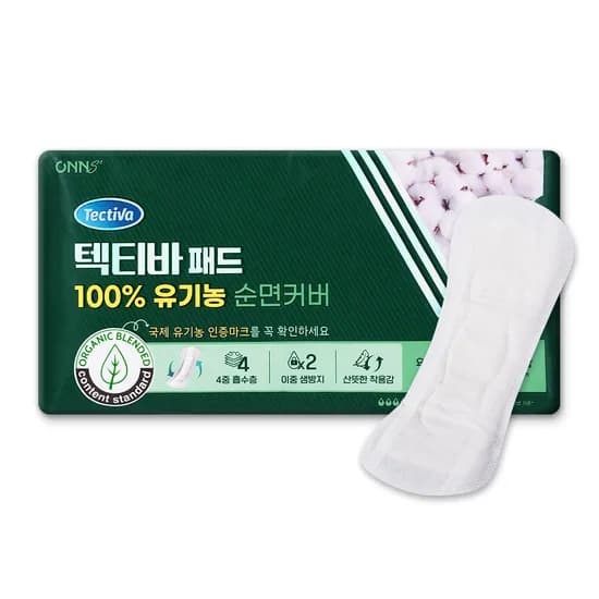 텍티바 남녀공용 유기농 일자형 속기저귀 대용량 18매입 1팩