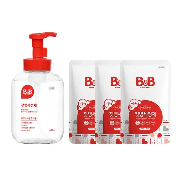 비앤비 젖병세정제 거품형 450ml 리필 400ml 3개