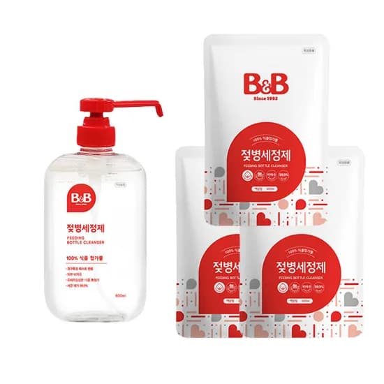 비앤비 젖병세정제 액상형 600ml + 리필 500ml 3개