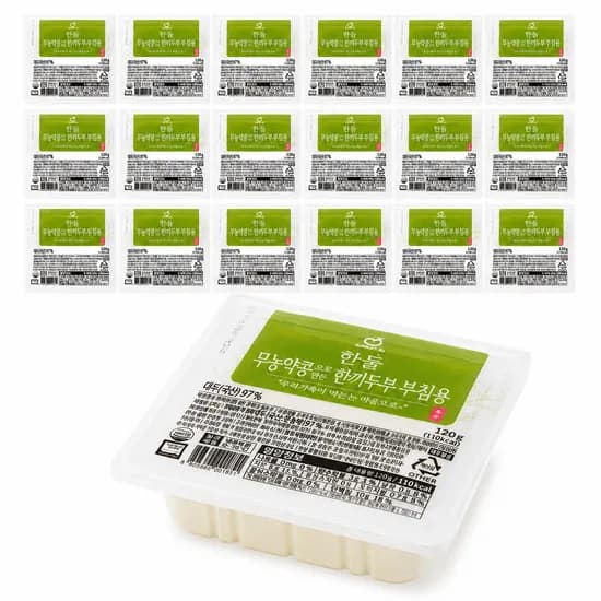 한둘 국내산 무농약콩 한끼두부 부침용 120g 18팩