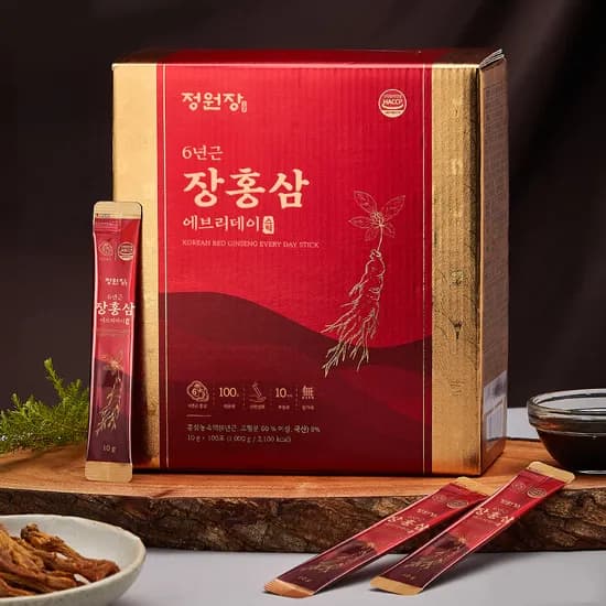 6년근 장홍삼 에브리데이 스틱, 선물형, 10g, 100포, 1박스