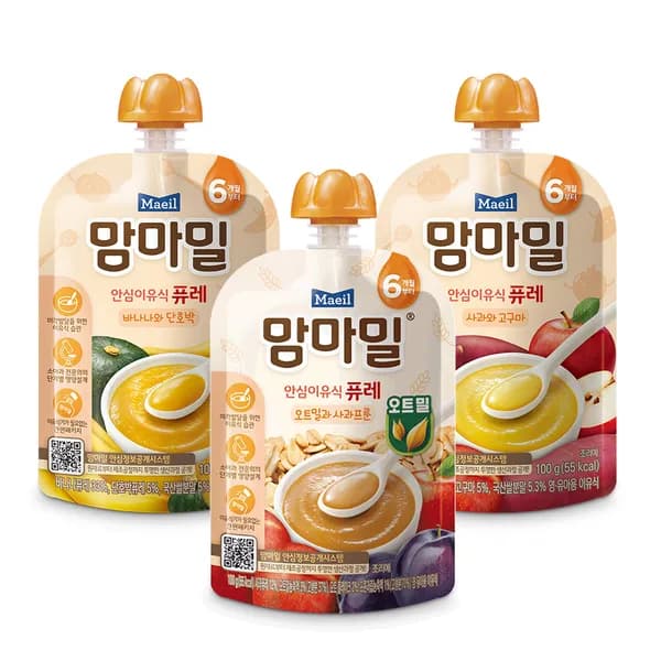 매일유업 맘마밀 6개월 혼합 이유식 사과고구마+바나나단호박 100g 10개