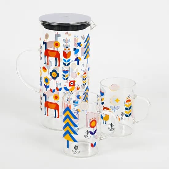 마시피렌체 유리물병 머그 세트 1500ml 물병 1P 머그 2P 1세트