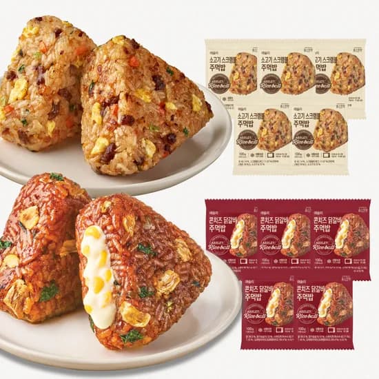애슐리 주먹밥 2종세트, 콘치즈닭갈비 + 소고기스크램블, 100g, 10개, 1세트