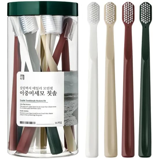 살림백서 데일리 이중 미세모 모던핏 칫솔, 16개입, 1개