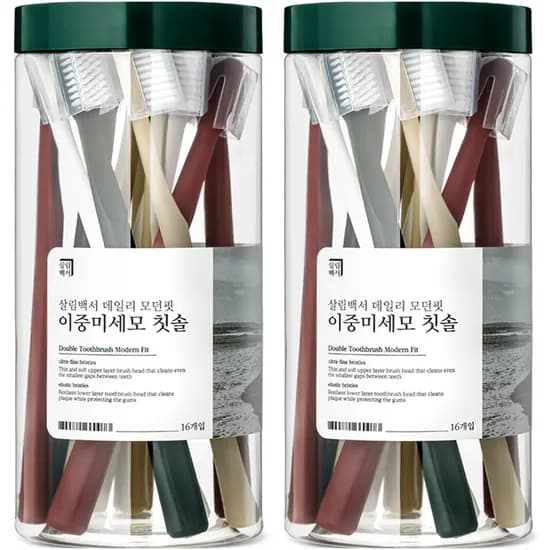 살림백서 데일리 이중 미세모 모던핏 칫솔 16개입 2개