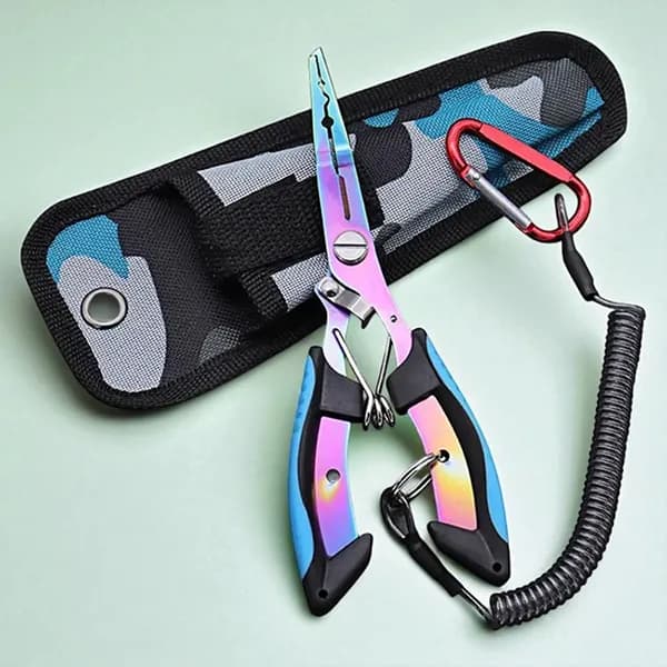 애니윙 티타늄 멀티 낚시 플라이어 가위 레드 5.7cm*15cm 한방컷팅 보관가방 1개