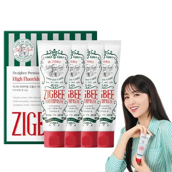 지그비 구취케어 치약 아쿠아민트향, 117g, 4개입