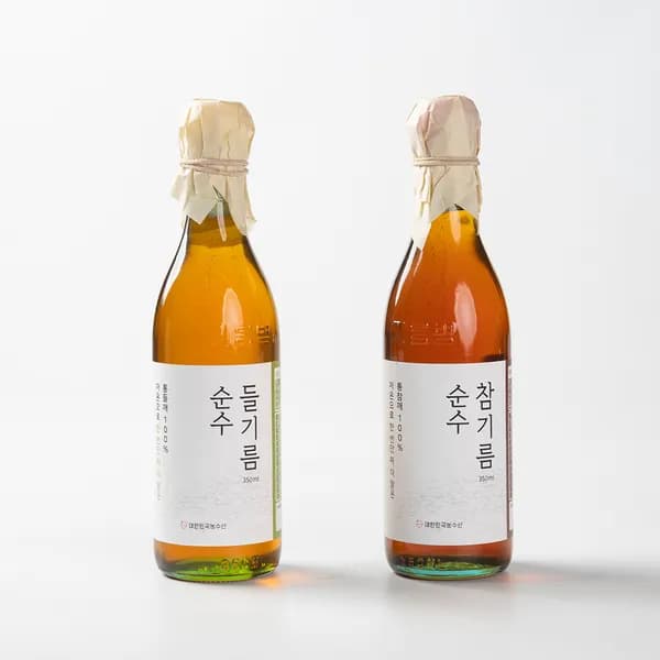 대한민국농수산 순수 햇통깨 저온압착 참기름 들기름 350ml 2개 1세트