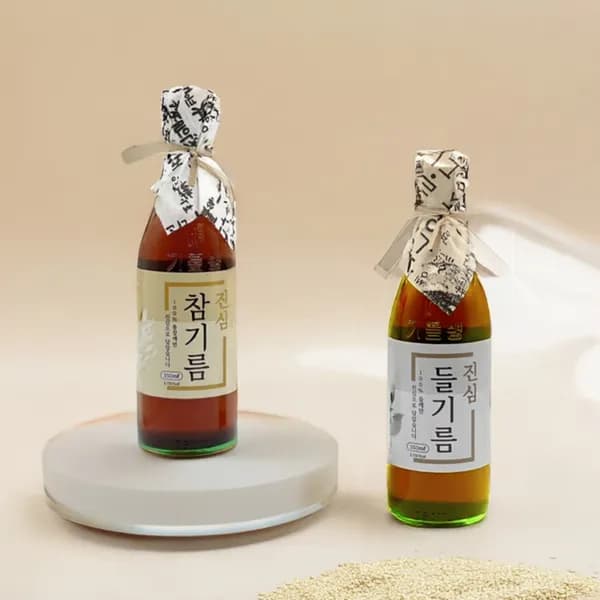 진심 참기름 350ml 1개 + 들기름 350ml 1개