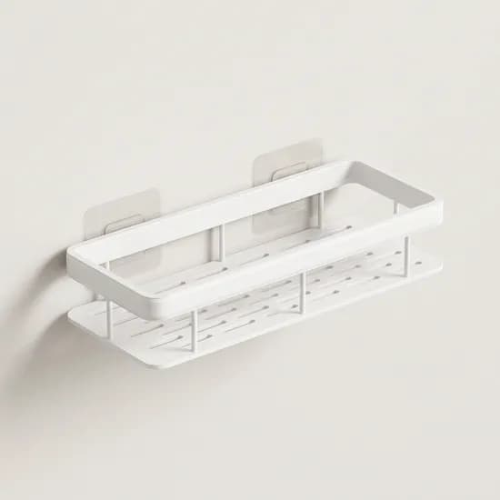 편안생활 무타공 알루미늄 부착식 욕실 선반 일반형 화이트 30x13x5.5cm 2개