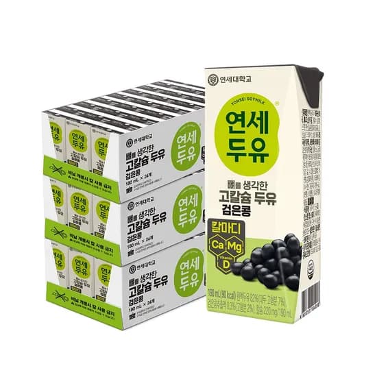 연세두유 뼈를 생각한 고칼슘 두유 검은콩 190ml 72팩