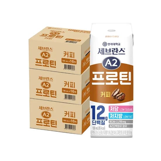 연세우유 세브란스 A2 프로틴 커피맛 190ml 48개