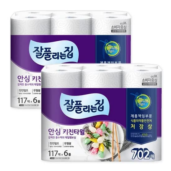 잘풀리는집 안심 키친타월 117매 12롤