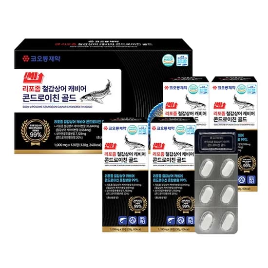 코오롱제약 리포좀 철갑상어 캐비어 콘드로이친 골드 선물, 1,000mg, 120정, 1세트
