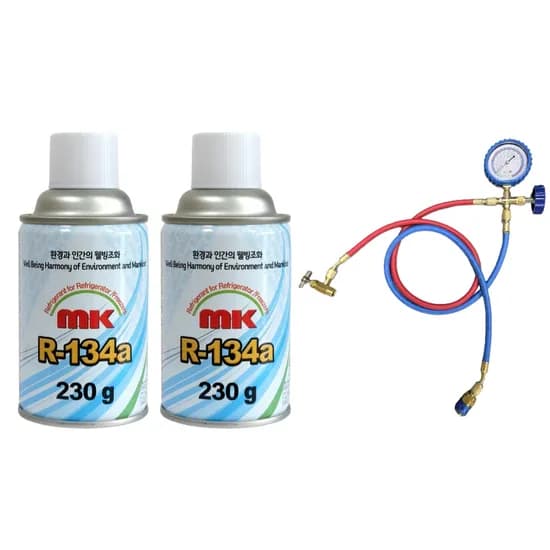 Mk 자동차 냉매 가스 R134a, 충전도구, mk냉매 2캔 + 충전도구, 1세트