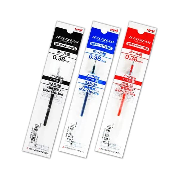 유니 제트스트림 단색 리필심 SXR-38 0.38mm 블랙 1개