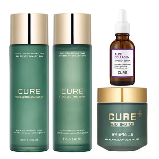 김정문알로에 수딩 토너 130ml + 에멀전 130ml + 플러스크림 80g + 콜라겐세럼 30ml, 1세트