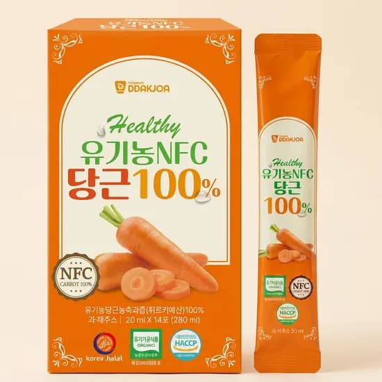 DDAKJOA 헬씨 유기농 NFC착즙 당근즙 20ml 14개