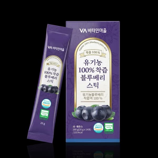비타민마을 유기농 100프로 착즙 블루베리 스틱 20g 14포
