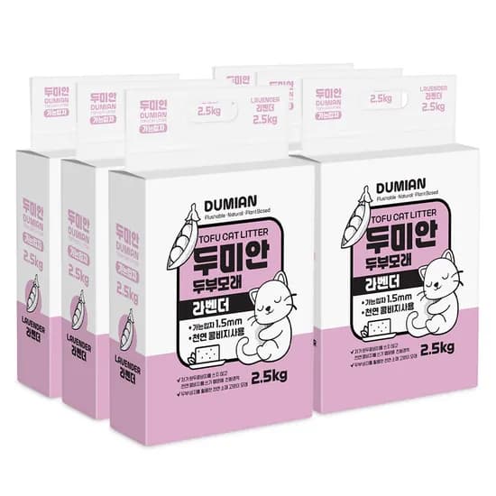 두미안 두부모래 가는입자, 라벤더, 2.5kg, 6개