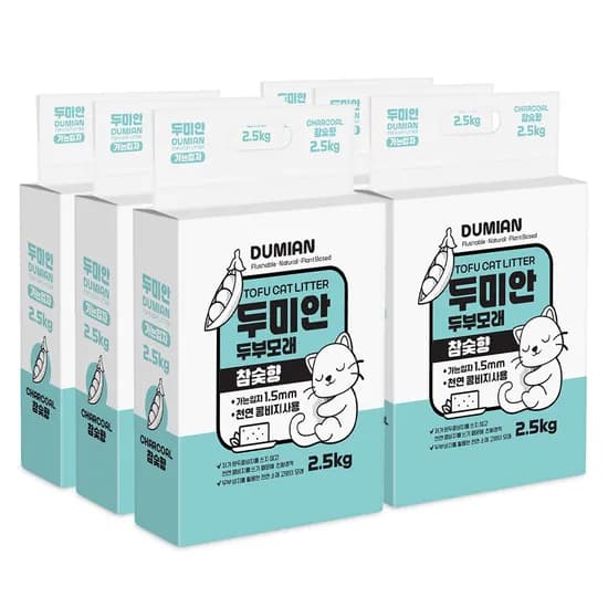 두미안 두부모래, 참숯, 2.5kg, 6개