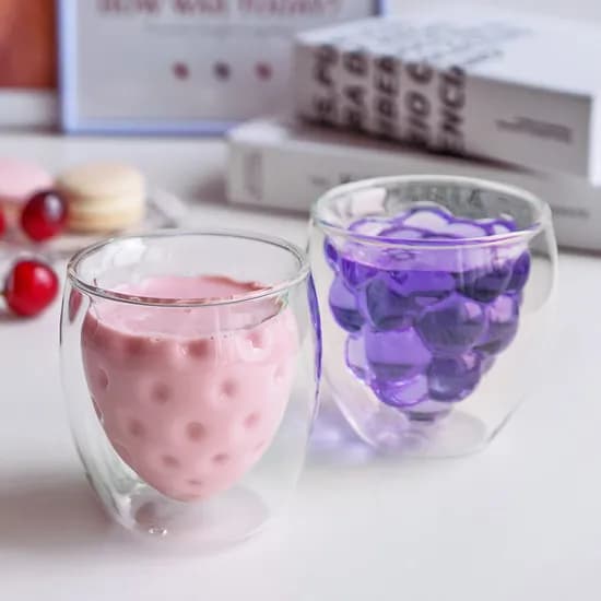 인블룸 이중유리컵, 포도, 250ml, 2개