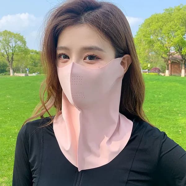 쿨링 자외선차단 마스크 풀커버 얼굴 햇빛가리개 핑크 4개 1세트