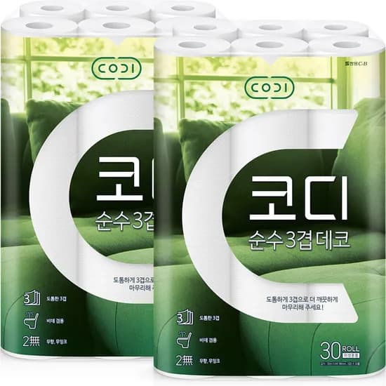 코디 순수 3겹 데코, 30m, 30롤, 2개
