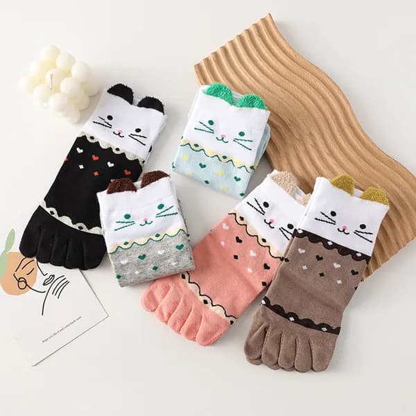 여성 파스텔 냥이 발가락 스니커즈 양말 골고루(랜덤발송) FREE(220-250mm) 5켤레