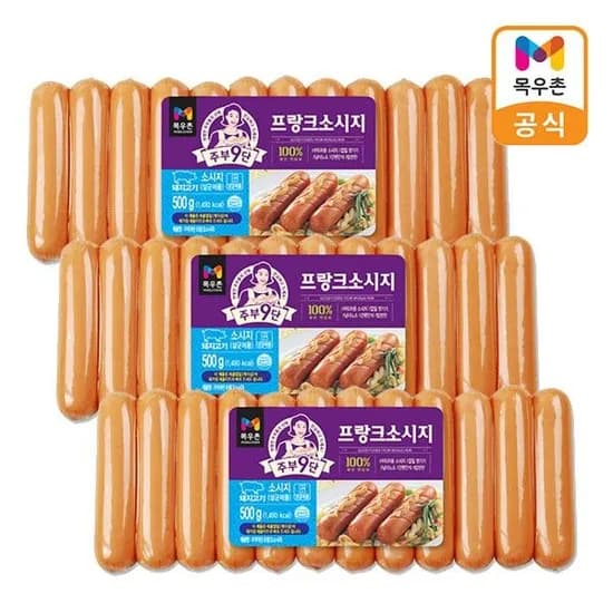 목우촌 주부9단 프랑크 소시지, 500g, 3개