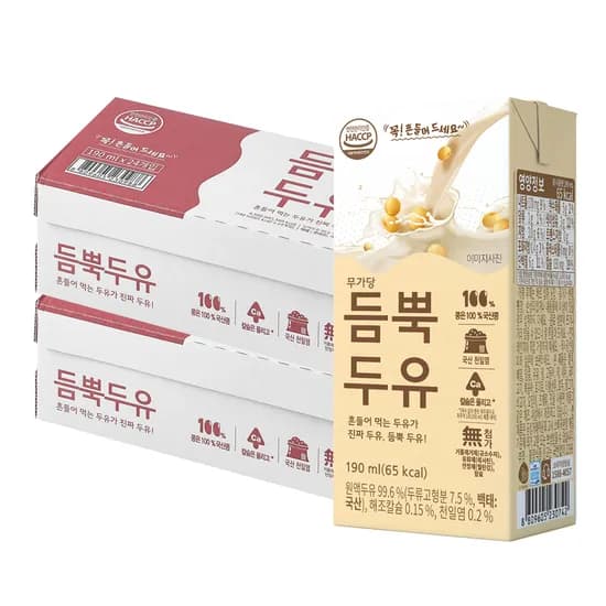 유기농마루 무가당 듬뿍두유 190ml 48개