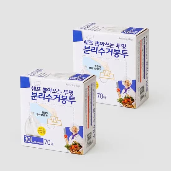 쉐프 뽑아쓰는 비닐봉투, 30L, 70매, 2개