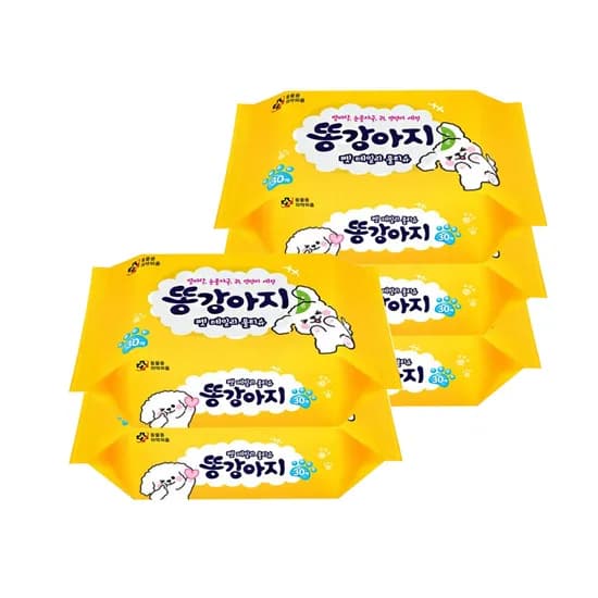 똥강아지 반려동물 전용 물티슈, 30매, 5개