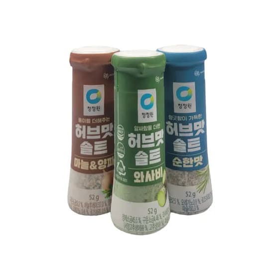 청정원 허브솔트 3종 마늘&양파 순한맛 와사비 52g 3개 1세트