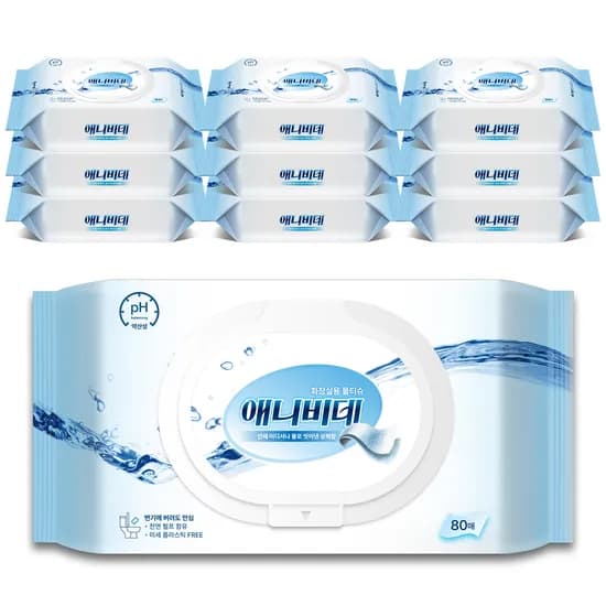 페넬로페 애니비데 비데용 화장실 물티슈 80매 60g 10팩