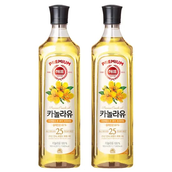 해표 카놀라유, 900ml, 2개