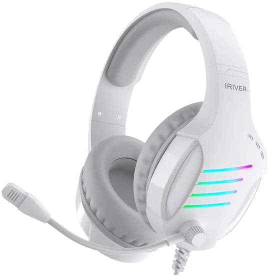 아이리버 노이즈캔슬링 마이크 레이보우 LED USB 게이밍 헤드셋, EQwear-G7H, 화이트, 1개