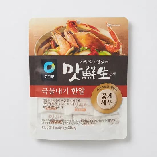 청정원 맛선생 꽃게새우 국물내기한알 120g 3개