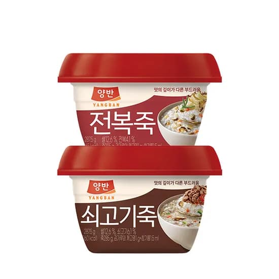 동원 양반 쇠고기죽 287g 6개 외 전복죽 287g 6개 1세트