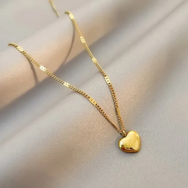 Love 하트 18k 도금 미니 목걸이 금색 45cm-50cm 1개