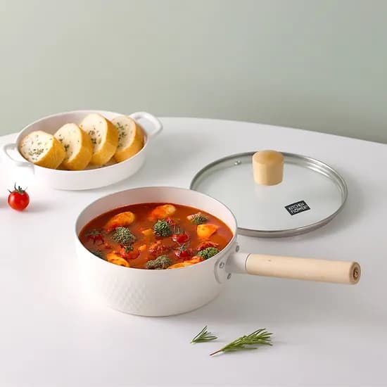 키친플라워 쿠킨 IH 인덕션 우드 세라믹 편수 냄비, 18cm, 1개