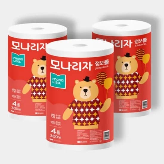 모나리자 점보롤 화장지 2겹 300m 4롤 x 3팩