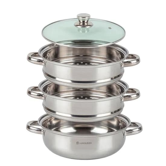 렉스퀸 모어 스팀 IH 인덕션 스텐 3단 찜기 찜솥 28cm 4개